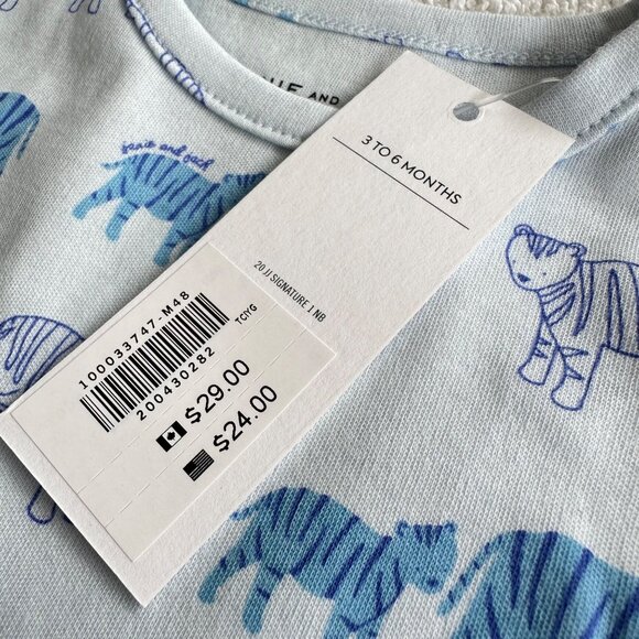 NEW💛Janie and Jack💛 Baby Bodysuit Soft Blue Tiger Print 100% Cotton 3-6 Months - Picture 2 of 4